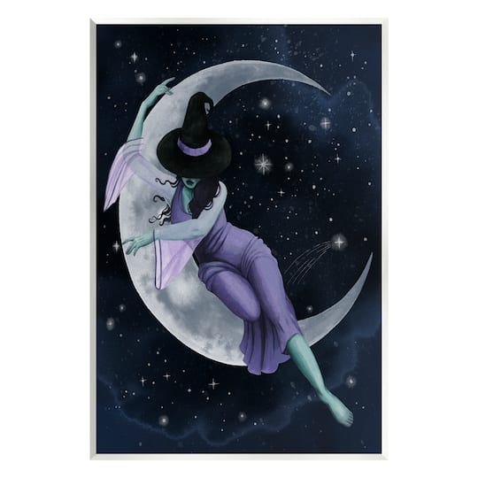 Stupell Industries Moon Witch Starry Night Sky Wall Plaque Art